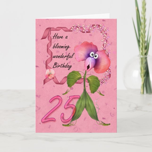 25:e födelsedagskortet med söta moonies-blommor, kort (Framsida)