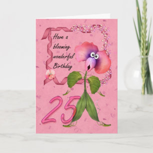 25:e födelsedagskortet med söta moonies-blommor, kort