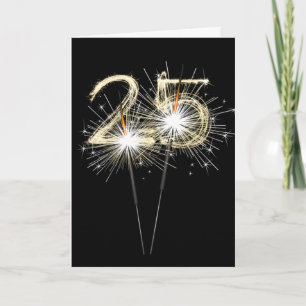 25:e födelsedagssparklers på svart kort