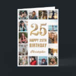 25:e fotopassagen Grattis på födelsedagen Guld och Kort<br><div class="desc">25:e Grattis på födelsedagen Guld och Vita foto- och födelsedagskort för foto. Om du vill göra ytterligare anpassningar klickar du på knappen "Anpassa" och användor verktyg som är utformat för att ändra mallen.</div>