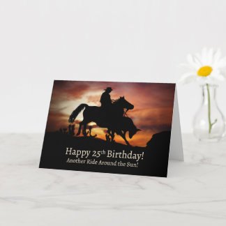 25:e Grattis på födelsedagen med Rodeo Cowboy Hors Kort