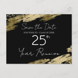 25:e klass Reunion Black and Guld Elegant Vykort