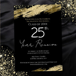 25:e klassinbjudan Reunion Black and Guld Inbjudningar