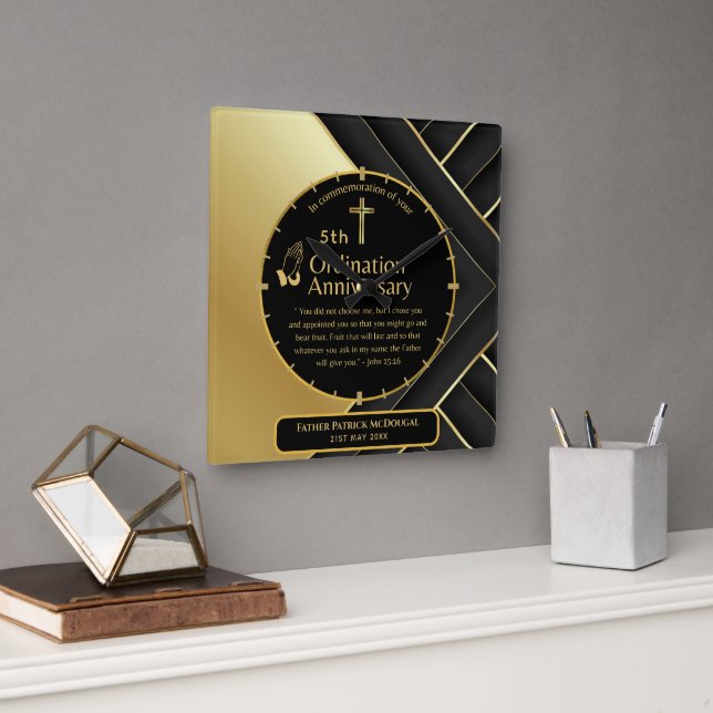 25:e pastor Priest-årsdagen Gift Ordination ANY Fyrkantig Klocka (Kontor)