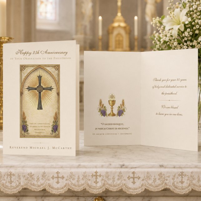 25:e prästjubileum Katolska IHS Eukaristi Celebrat Kort (Skapare uppladdad)