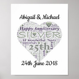 25:e Silver-årsdagen av Ord Art Print Poster