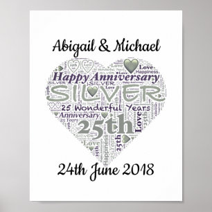 25:e Silver-årsdagen av Ord Art Print Poster
