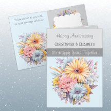 25:e Silver-årsdagen blommor grått blue