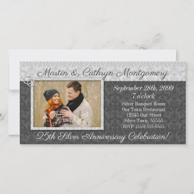 25:e Silver-årsdagen - Damask med foto (Framsida)