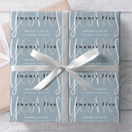 25:e Silver-årsdagen för blått Bröllop Presentpapper