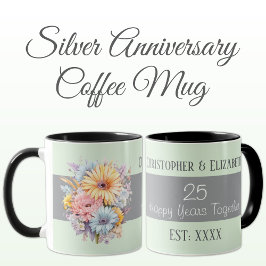 25:e silver-årsdagen för blommor i namn grönt mugg