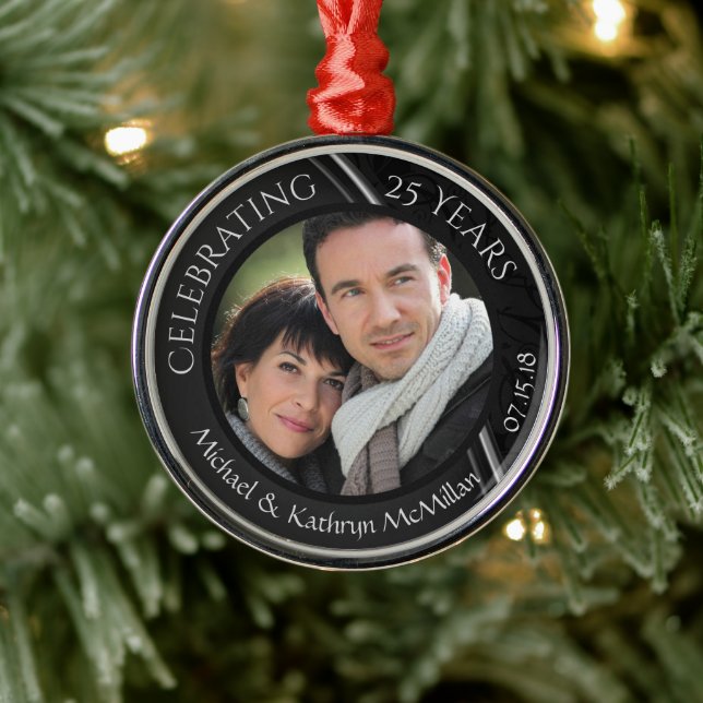 25:e Silver-årsdagen för Bröllop Metall Julgransprydnad Metall (Träd)