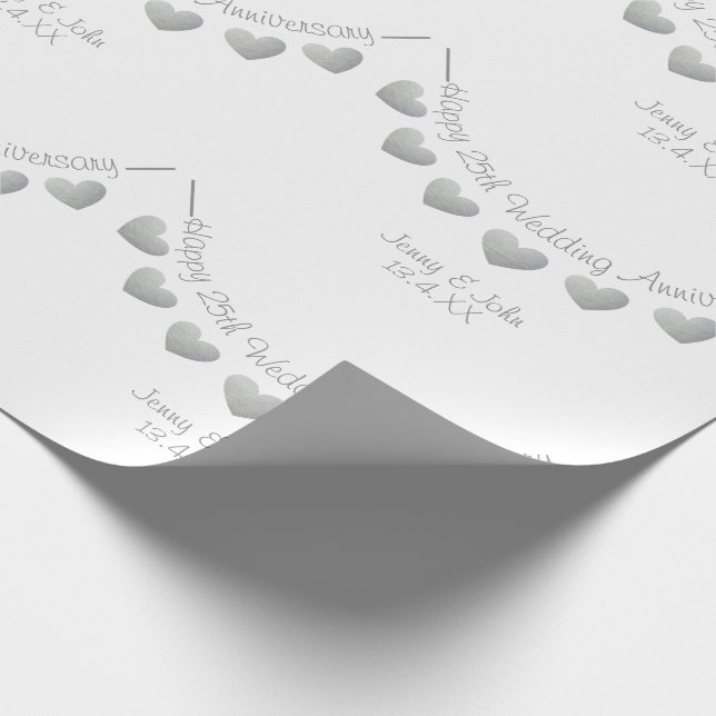 25:e Silver-årsdagen för buntning av vitt Presentpapper (Hörn)