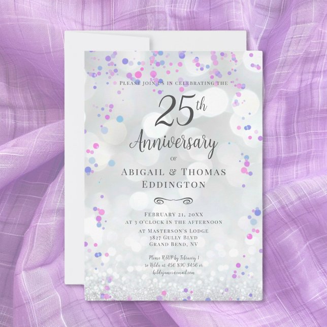 25:e Silver-årsdagen för inbjudan till Bröllop (25th Silver Wedding Anniversary Invitation
)