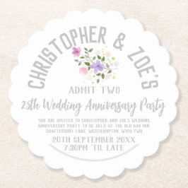 25:e Silver-årsdagen för inbjudan till fest för Br Underlägg Papper
