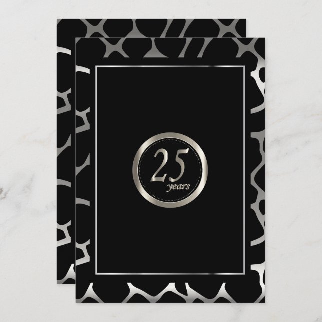 25:e Silver-årsdagen - Giraffdesign Inbjudningar (Fram/baksida)