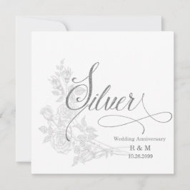 25:e Silver-årsdagen med datum och Initialer Inbjudningar