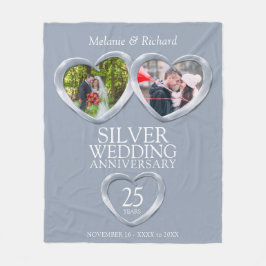 25:e silver-årsdagen nu och sedan fotohjärtan fleecefilt