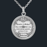 25:e Silver-årsdagen Sterling Silver Halsband<br><div class="desc">25:e silver-årsdagen bröllop monogramhalsband.</div>