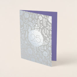 25:e Silver-årsjubileet Real Foil Greeting Card Folierat Kort