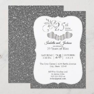 25:e Silver Glitter-jubileum Inbjudningar