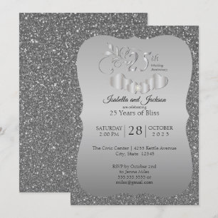 25:e Silver Glitter-jubileum Inbjudningar