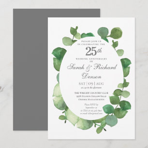 25:e Silverjubileum Eucalyptus Boho Grönska Inbjudningar