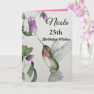 25:e Söten Hummingbird Birthday Önskemål Kort