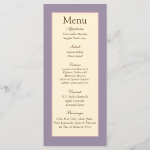 25 Elegant Lila Bröllop Menu-Märkre Meny