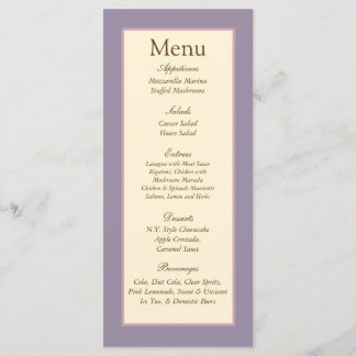 25 Elegant Lila Bröllop Menu-Märkre Meny