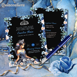 25 Havsblå Quinceanera Dress Blommigt Ro Flygblad