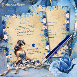25 Havsblå Quinceanera Dress Blommigt Ro Flygblad