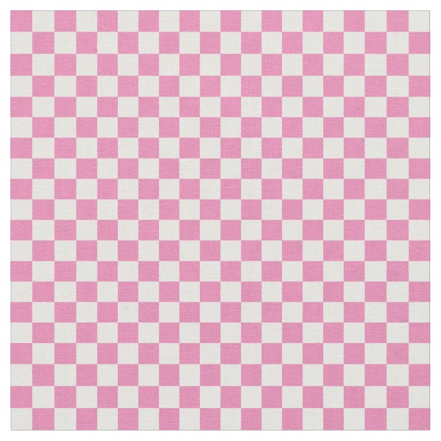 25 Inch Checks Rosa and White Checkerboard Tyg (Närbild)