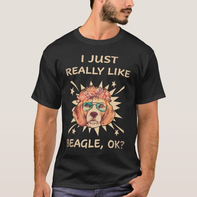 25 Jag gillar verkligen Beagle T Shirt (Framsida)