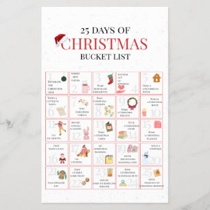 25 juldagar Bucket List-konst Flygblad