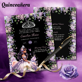 25 Lila Lilac Quinceanera Dress Blommigt Wisteria Flygblad
