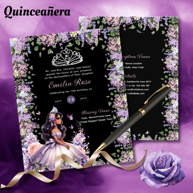 25 Lila Lilac Quinceanera Dress Blommigt Wisteria Flygblad (Skapare uppladdad)