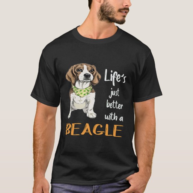 25 Livet är Bättre Med En Beagle T Shirt (Framsida)