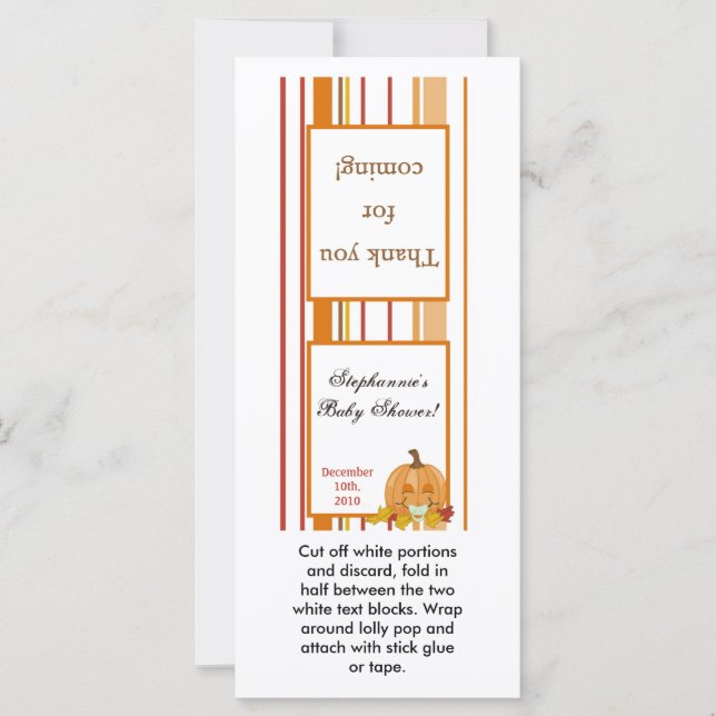 25 Lollipop Topper Autumn Fall Pumpkin Baby (Framsida)