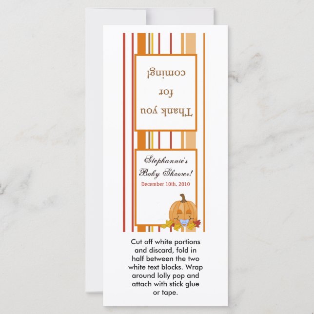 25 Lollipop Topper Autumn Fall Pumpkin Baby (Framsida)