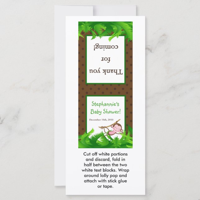 25 Lollipop Topper Monkey Swing Jungle Safari Zoo (Framsida)