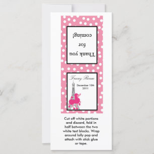 25 Lollipop Topper Rosa Pudel i Paris Eiffel