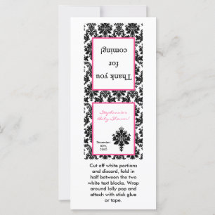 25 Lollipop Topper Shock rosa Black Damask