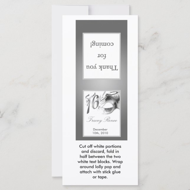 25 Lollipop Topper Sweet 16 Silver White Party (Framsida)