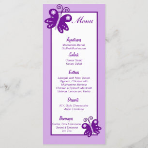 25 Menu Märkres Lila Spring Time Butterfly Meny