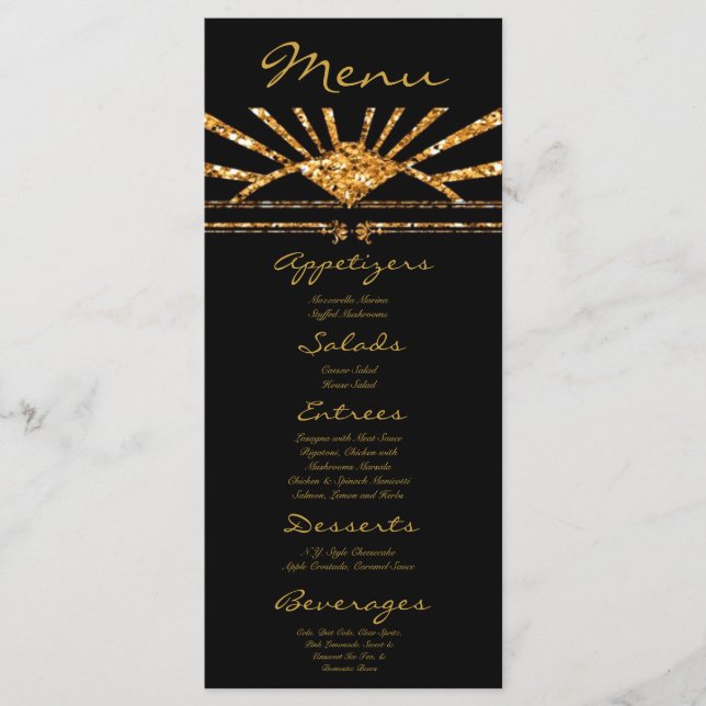 25 menukort Art Deco Roaring 20:e Gatsby Stil Meny (Framsida)