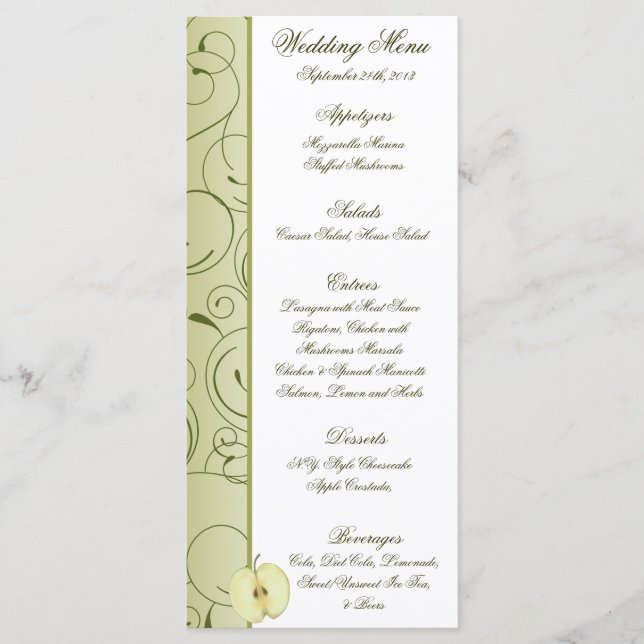 25 Menykort för Grönt av äppelsaft Meny (Framsida)