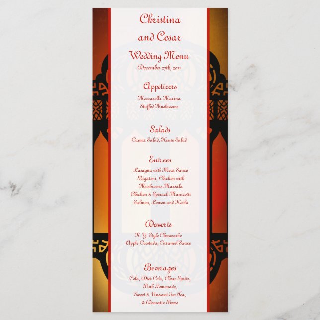25 Menykort - marockanskt mönster Meny (Framsida)