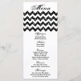 25-menykort svart utskrift av Glitter Chevron Zig  Meny