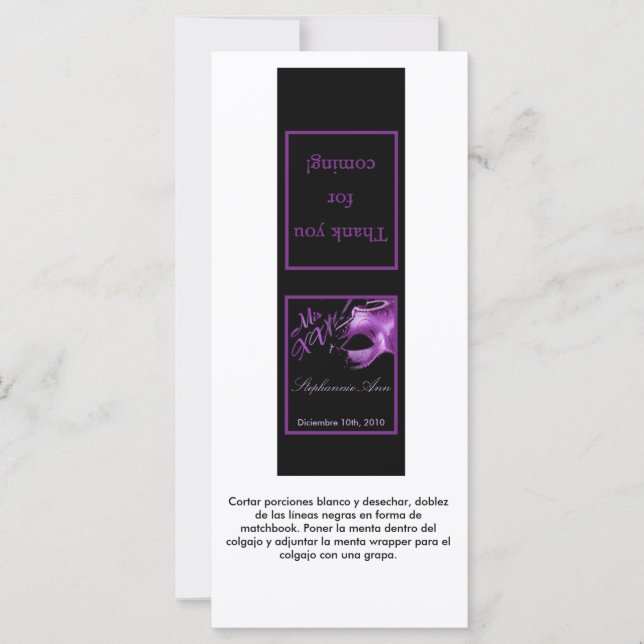 25 Mint Matchbooks Mis XV Lila Lilac Black (Framsida)